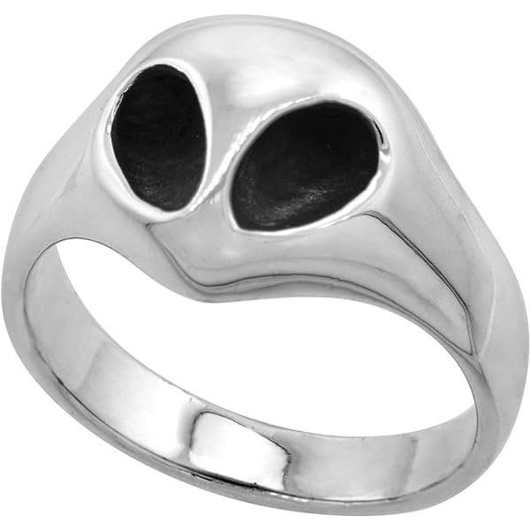 Amazon.com: Ssjewel Oxidized 14K White Gold Plated Alien
